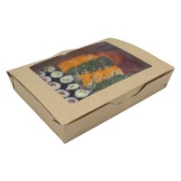 Snackbox mit Fenster, Vollpappe, 25,5x18,5x4,5cm -SBF414- Packung