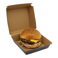Hamburgerbox, Wellpappe, schwarz, 13x13x7,5cm Packung
