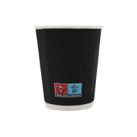 Kaffeebecher, geriffelt, schwarz, 0,2l/8oz Karton