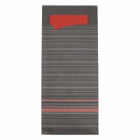 Bestecktasche, Serviettentasche, schwarz-rot mit roter Servitte, 2-lagig, 24x40cm