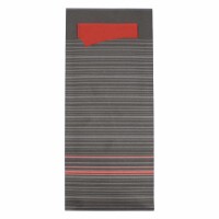 Bestecktasche, Serviettentasche, schwarz-rot mit roter Servitte, 2-lagig, 24x40cm Packung
