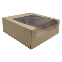 Tortenkarton, braun mit Sichtfenster 32x32x11,5cm Karton