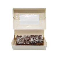 Tortenkarton, wei&szlig; mit Sichtfenster 18,5x12x5cm Muster