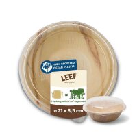 LEEF-Take-away-Box, rund,  &Oslash;21x8.5cm mit Deckel aus 100% recyceltem Ozean Plastik