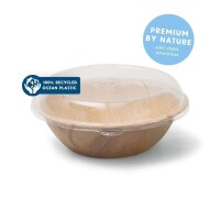 LEEF-Take-away-Box, rund, Ø21x8.5cm mit Deckel aus 100% recyceltem Ozean Plastik