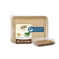 LEEF Sushi-Box, rechteckig, 18x11x5cm mit Deckel aus 100% recyceltem Ozean Plastik