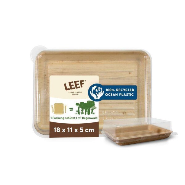 LEEF Sushi-Box, rechteckig, 18x11x5cm mit Deckel aus 100% recyceltem Ozean Plastik Muster