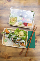 LEEF Sushi-Box, rechteckig, 20x14x5cm mit Deckel aus 100% recyceltem Ozean Plastik Packung