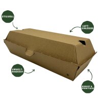 Lunchbox/Menübox, Wellpappe, braun, 26x9x9cm Packung