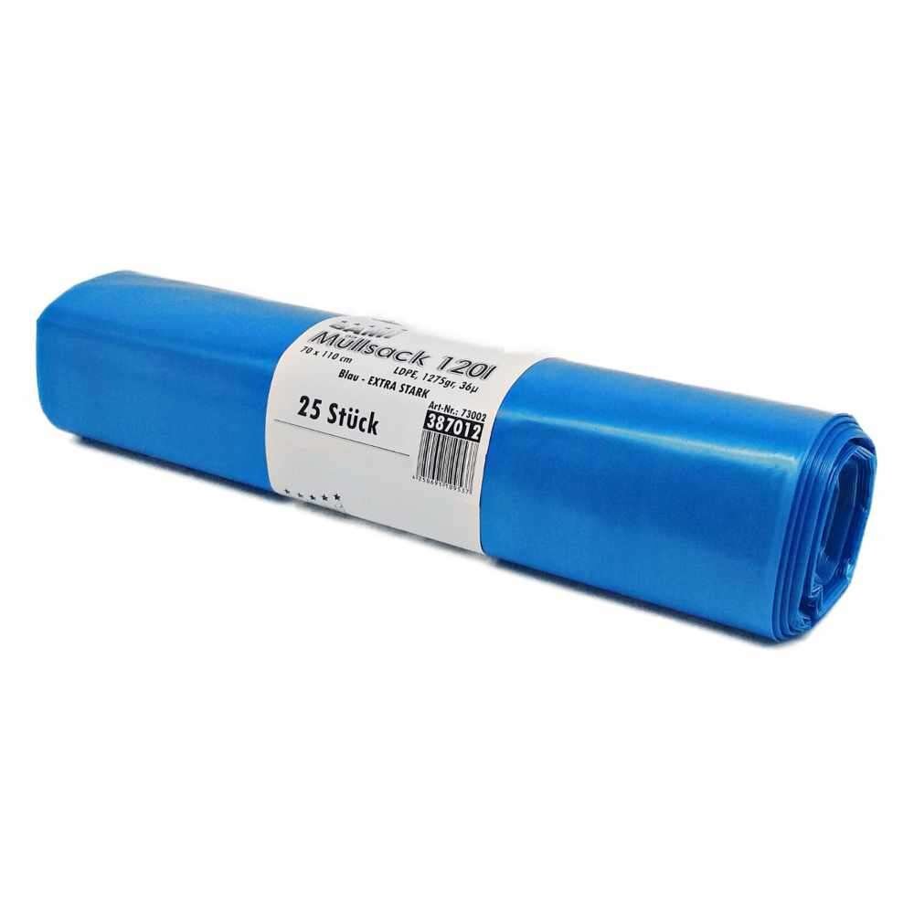 Müllsack blau; 70x110cm, 120 Ltr. extra 25er Rolle