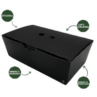 Lunchbox Medium, Vollpappe, schwarz, 21,5x12x7,5cm Packung