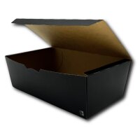 Lunchbox/Menübox Medium, Vollpappe, schwarz, 21,5x12x7,5cm Muster