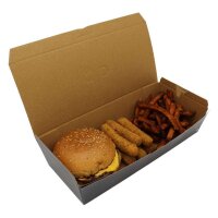 Lunchbox Large, Wellpappe, schwarz, 29,5x12x6,5cm Muster