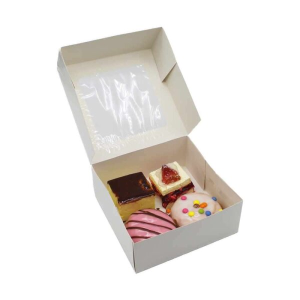 Tortenkarton, weiß mit Sichtfenster 20x20x8cm Packung