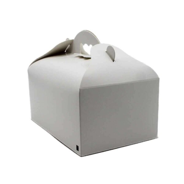 Konditorbox mit Griff, wei&szlig;, 20x13x9cm, M Packung