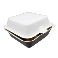 Hamburgerbox, Zuckerrohr, weiß, 15,5x15,5x8,5cm Karton
